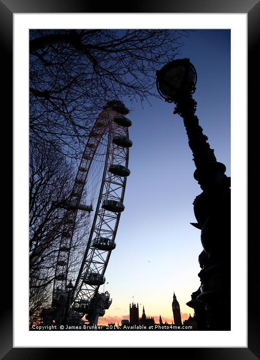 Millennium Wheel and London Skyline at Sunset Framed Mounted Print by James Brunker