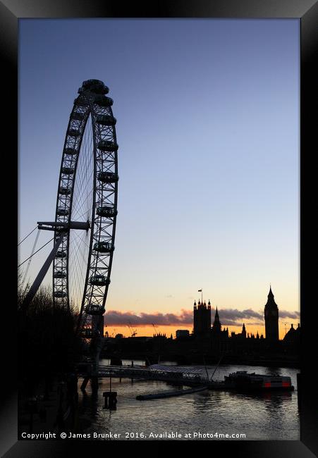 Millennium Wheel River Thames and London Skyline Framed Print by James Brunker