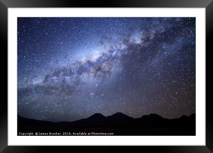 Milky Way above the Payachatas Volcanos Bolivia Framed Mounted Print by James Brunker