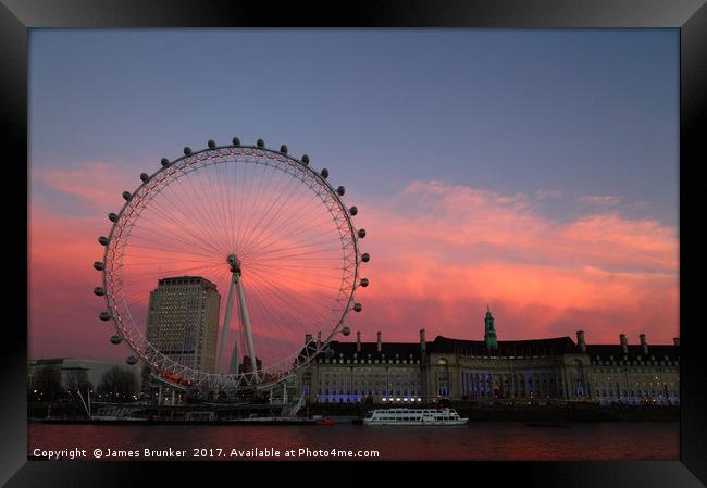Millennium Wheel and South Bank at Sunset Framed Print by James Brunker