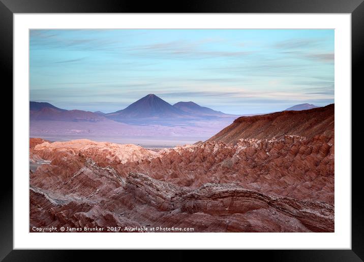 Atacama Desert and Volcanos at Sunset Chile Framed Mounted Print by James Brunker