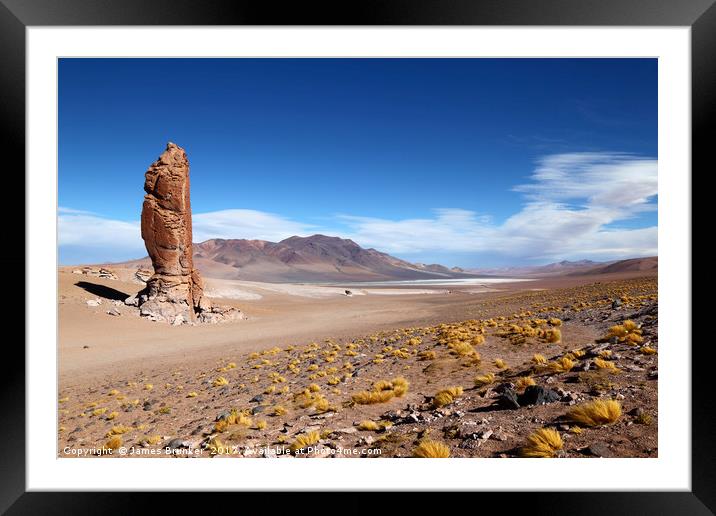 Moai de Tara and Salar de Aguas Calientes Chile Framed Mounted Print by James Brunker