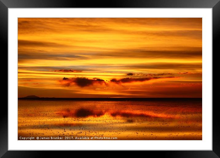 Sunset Reflected on the Salar de Uyuni Bolivia Framed Mounted Print by James Brunker