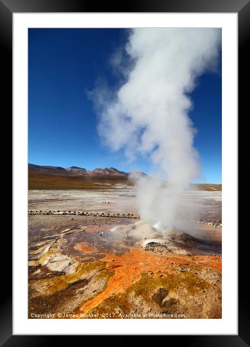 Geyser and mineral Deposits at El Tatio Chile Framed Mounted Print by James Brunker