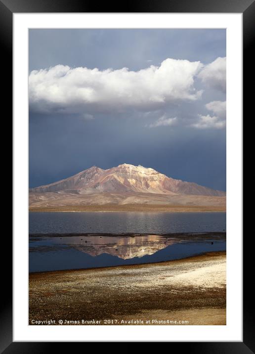 Stormy Skies Over Lake Chungara Chile Vertical Framed Mounted Print by James Brunker