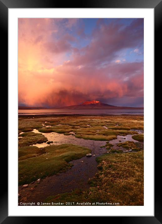Stormy Sunset Over Lauca National Park Chile Framed Mounted Print by James Brunker