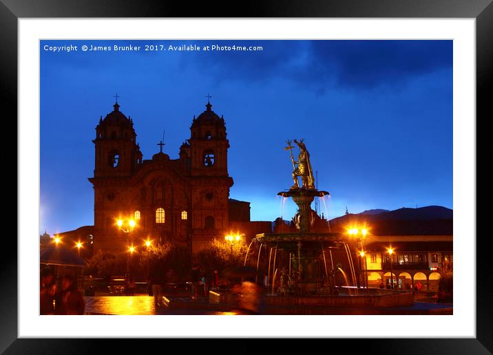 Compania de Jesus Church at Twilight Cusco Peru Framed Mounted Print by James Brunker