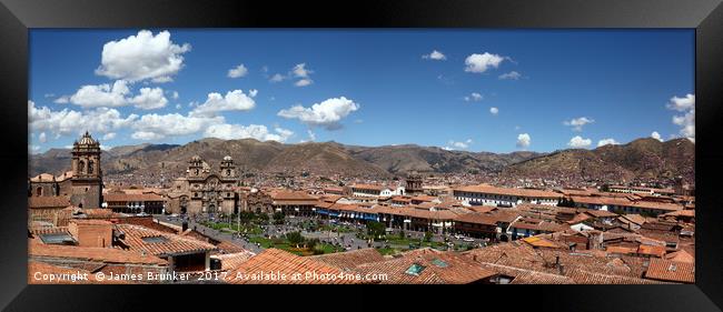 Panoramic View of Historic City of Cusco Peru Framed Print by James Brunker
