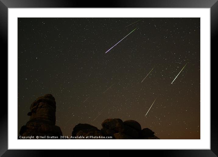 Perseids over Hound Tor II Framed Mounted Print by Nymm Gratton