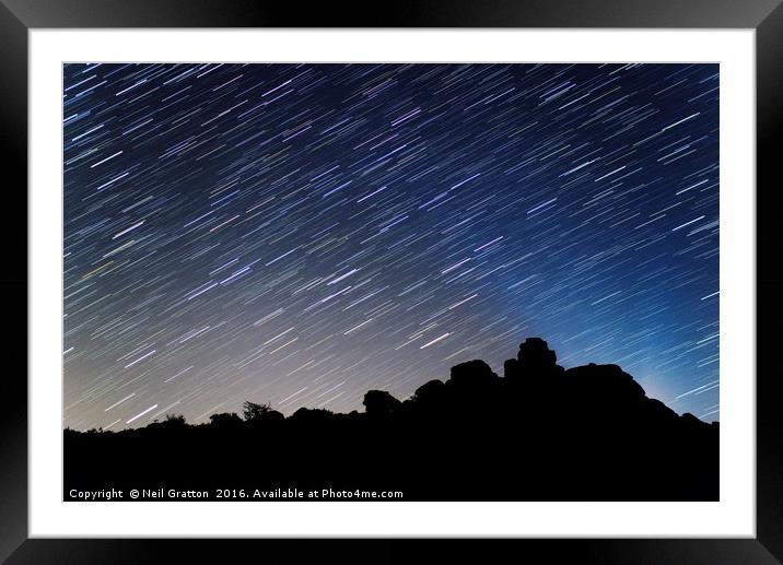 Star Trails over Bonehill Rocks Framed Mounted Print by Nymm Gratton