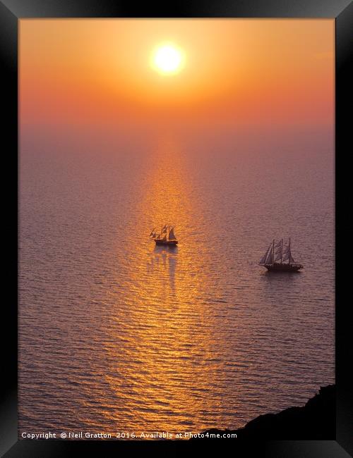 Sunset at Oia, Santorini Framed Print by Nymm Gratton