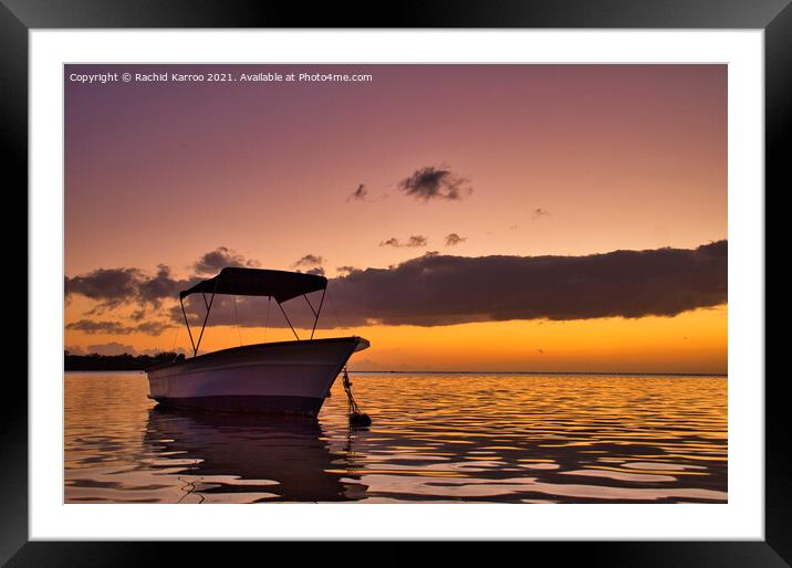 Colorful tropical sunset in Mauritius Framed Mounted Print by Rachid Karroo