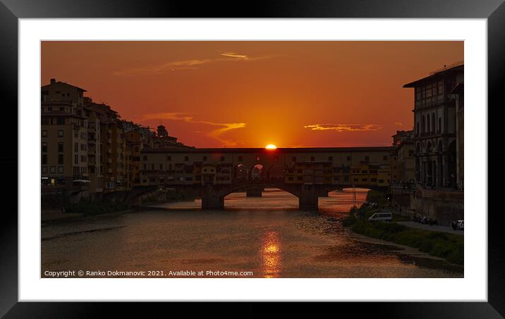 Ponte Vecchio sunset Framed Mounted Print by Ranko Dokmanovic