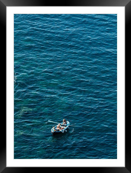 Small blue boat Framed Mounted Print by Ranko Dokmanovic