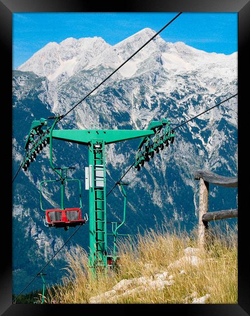 Mountain ski lift Framed Print by Ranko Dokmanovic