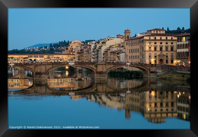 Bridges in Florence Framed Print by Ranko Dokmanovic