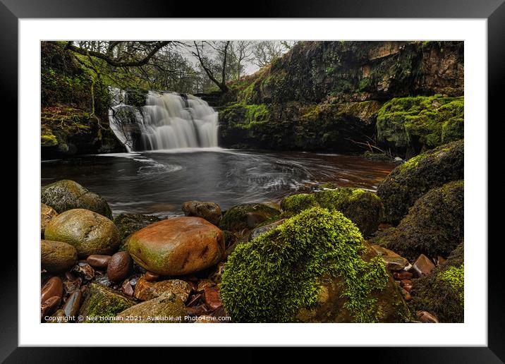 Ogof Tarddiant Waterfall, Brecon Beacons Framed Mounted Print by Neil Holman