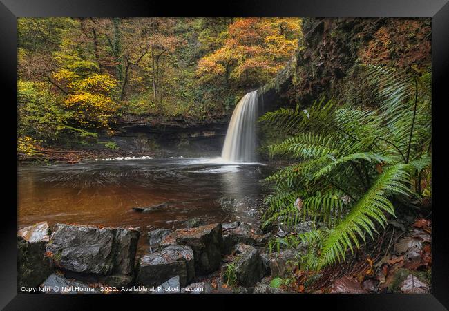 Autumn Colours at Sgwd Gwladys Waterfall Framed Print by Neil Holman