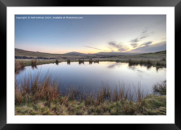 Pool above Ystradfellte at first light. Framed Mounted Print by Neil Holman