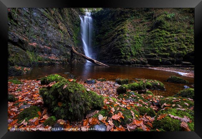 Autumn at Sgwd Einion Gam Waterfall, Brecon Beacon Framed Print by Neil Holman