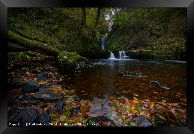 Autumn at Sgwd Einion Gam Waterfall, Brecon Beacon Framed Print by Neil Holman