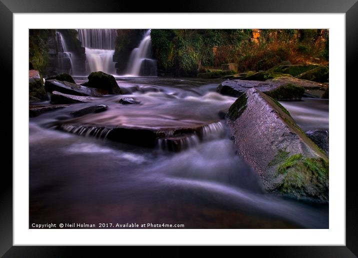 Penllergaer Waterfall Framed Mounted Print by Neil Holman