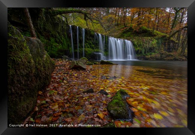 Autumn at Sgwd Ddwli Waterfall Framed Print by Neil Holman