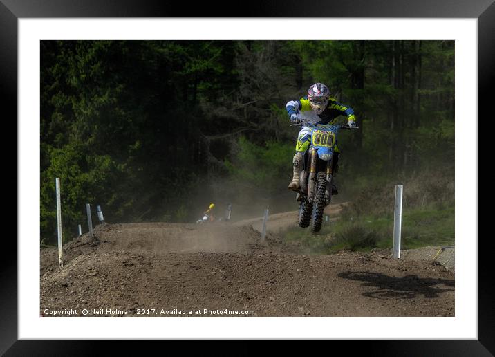 Motocross Racing Framed Mounted Print by Neil Holman