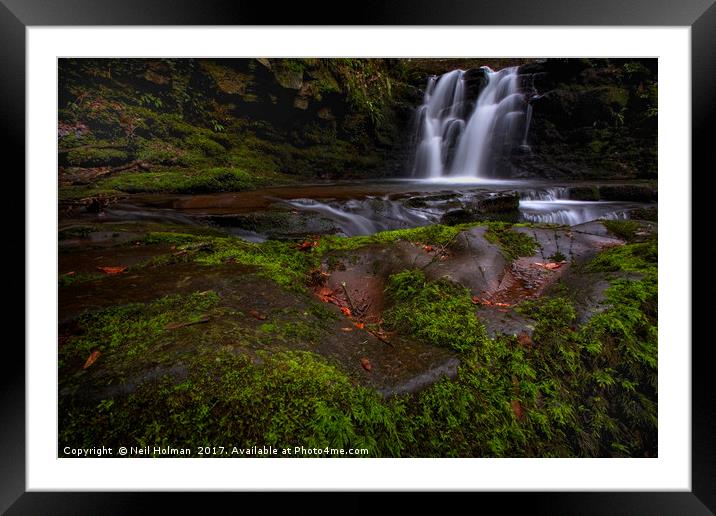 Brecon Beacons Waterfall Framed Mounted Print by Neil Holman