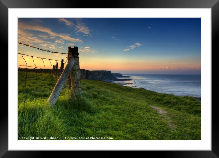 Sunrise on the Glamorgan Heritage Coastal Path Framed Mounted Print by Neil Holman