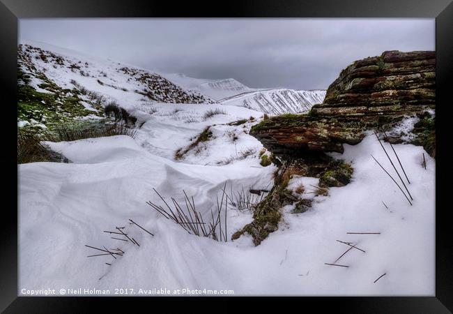 Snow covered Brecon Beacons Framed Print by Neil Holman