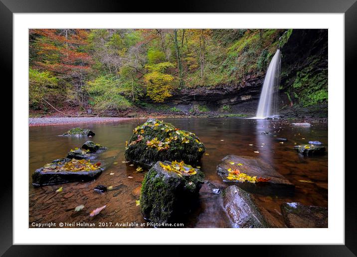 Autumn at Sgwd Gwladus Waterfall  Framed Mounted Print by Neil Holman