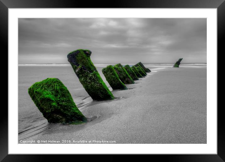 The Wreck of the Altmark on Kenfig Sands Framed Mounted Print by Neil Holman