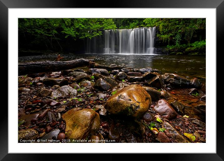 Sgwd Ddwli Waterfall, Brecon Beacons Framed Mounted Print by Neil Holman