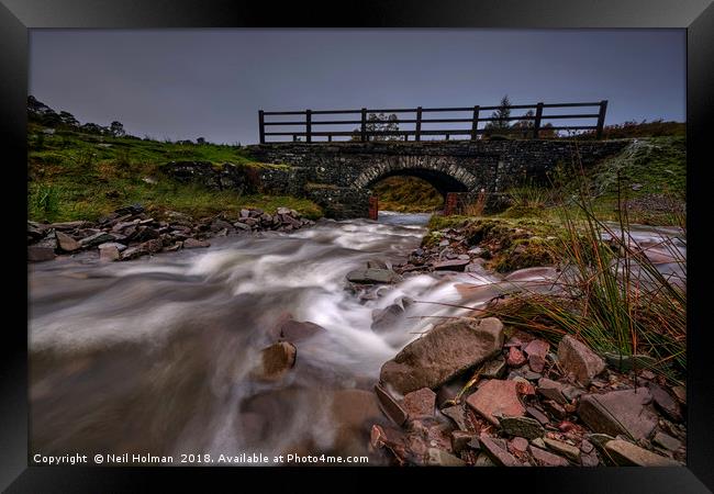 Valley Bridge in the Brecon Beacons  Framed Print by Neil Holman