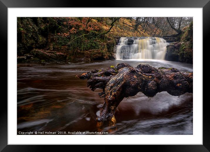 Scwd Tarddiant Waterfall, Brecon Beacons  Framed Mounted Print by Neil Holman