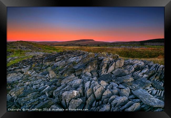 Limestone Sunrise, Penwyllt  Framed Print by Neil Holman
