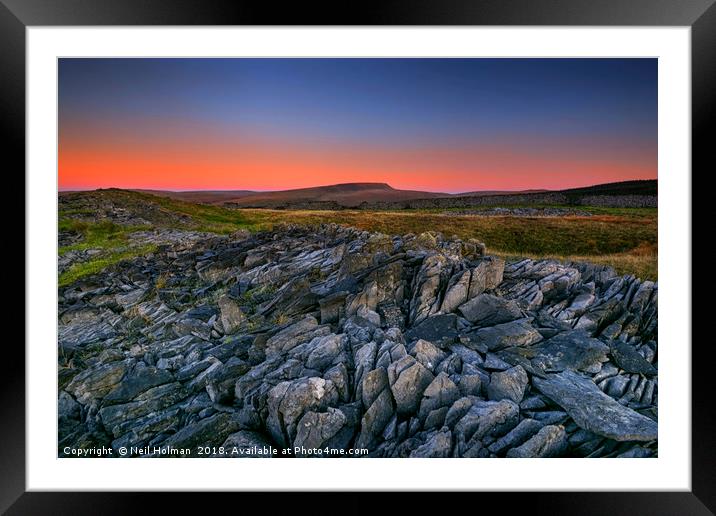 Limestone Sunrise, Penwyllt  Framed Mounted Print by Neil Holman