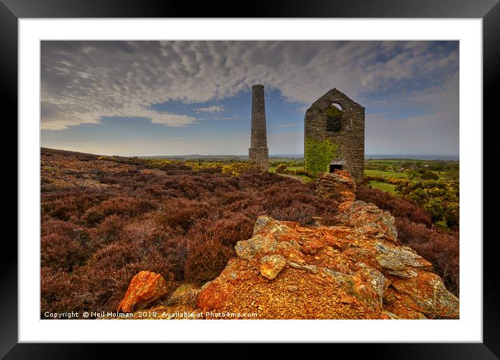 Pumphouse and Chimney, Parys Mountain, Anglesey  Framed Mounted Print by Neil Holman