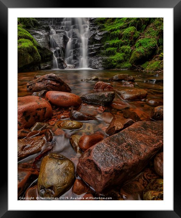 Blaen y Glyn Waterfall, Brecon Beacons  Framed Mounted Print by Neil Holman