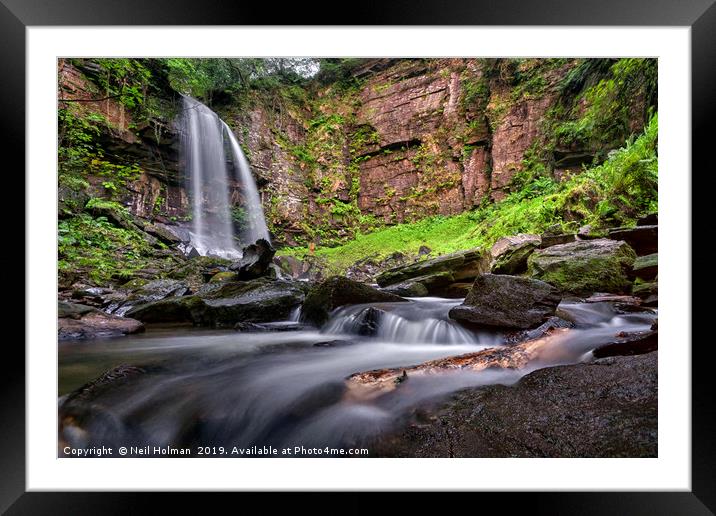 Melincourt Waterfall Framed Mounted Print by Neil Holman