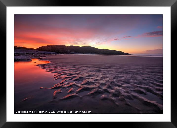 Dunraven Bay Sunrise Framed Mounted Print by Neil Holman