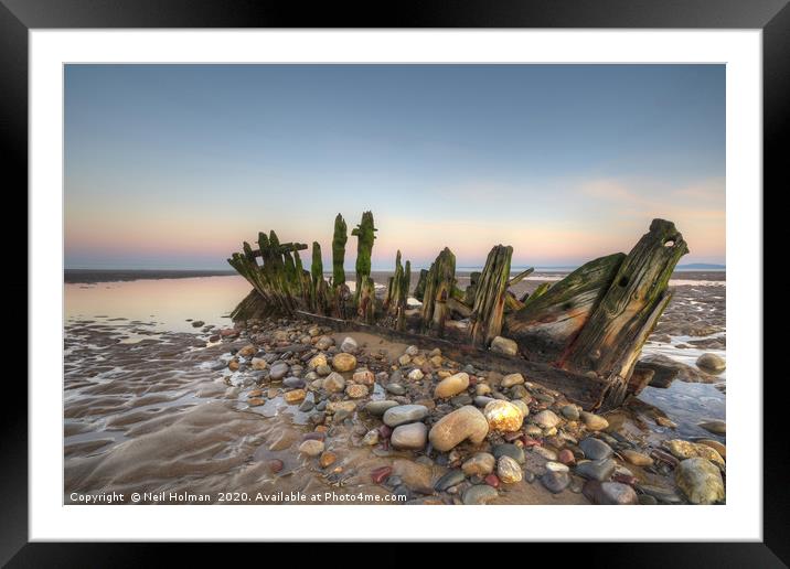 Wreck of the Altmark on Kenfig Beach Framed Mounted Print by Neil Holman