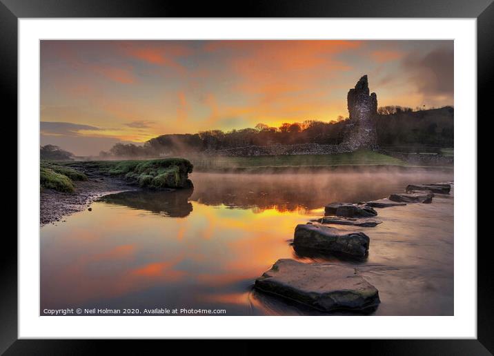 Ogmore Castle Sunrise Framed Mounted Print by Neil Holman