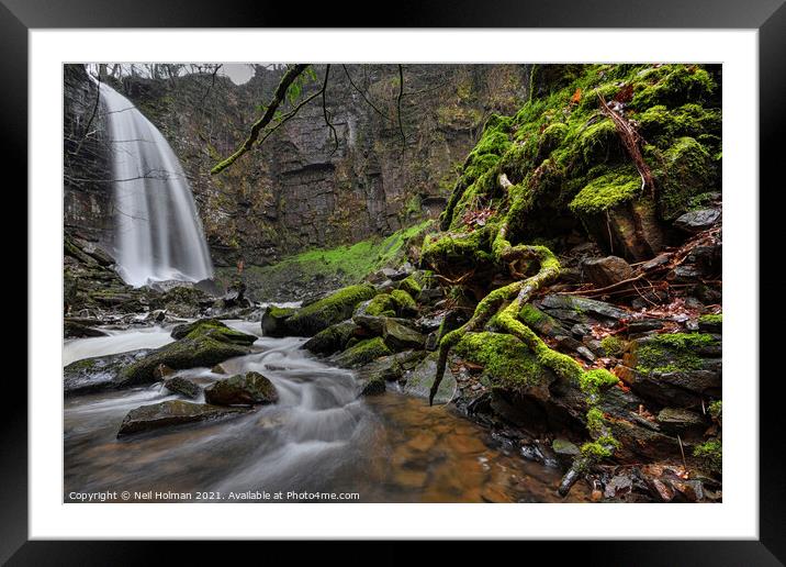 Melincourt Waterfall Framed Mounted Print by Neil Holman