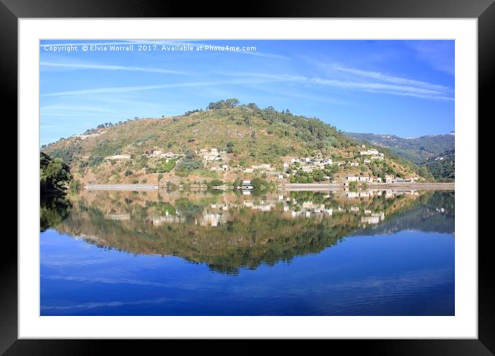 Morning Reflections on River Douro, Portugal Framed Mounted Print by Elvia Worrall
