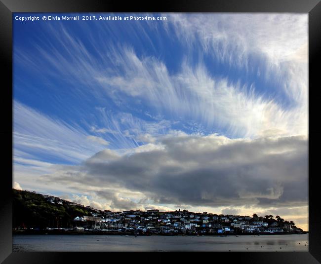 Big skies over Polruan, Fowey Estuary, Cornwall Framed Print by Elvia Worrall