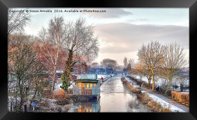 Winter Canal Scene Framed Print by Simon Annable