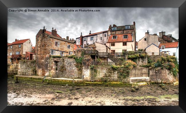 Old Staithes Houses Framed Print by Simon Annable