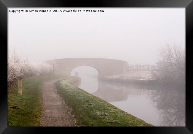 Misty Canal Scene Framed Print by Simon Annable